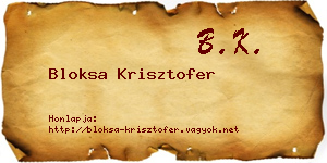 Bloksa Krisztofer névjegykártya